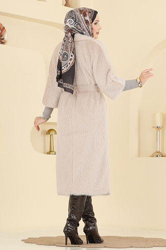moda selvim معطف بيج 4405AL357 - Thumbnail