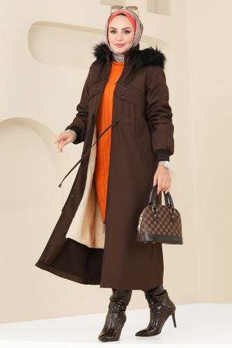 moda selvim Coat 4625MDH809 Brown - Thumbnail