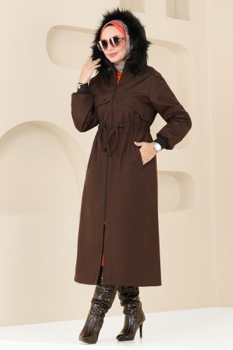 moda selvim Coat 4625MDH809 Brown - Thumbnail