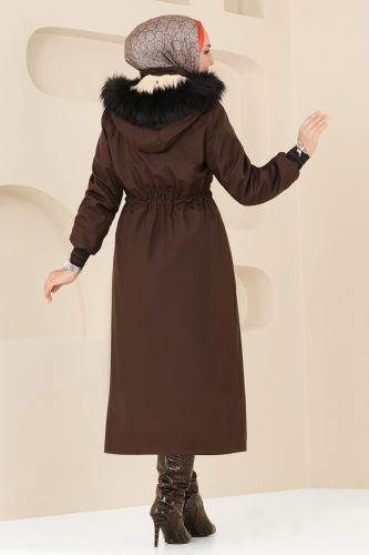 moda selvim Coat 4625MDH809 Brown - Thumbnail