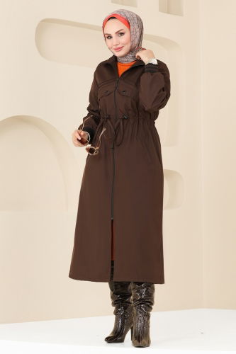 moda selvim Coat 4625MDH809 Brown - Thumbnail