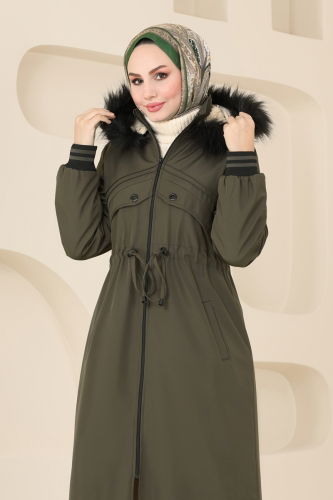 moda selvim Coat 4625MDH809 Khaki - Thumbnail