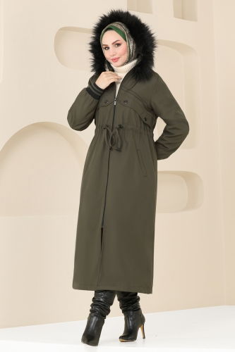 moda selvim Coat 4625MDH809 Khaki - Thumbnail