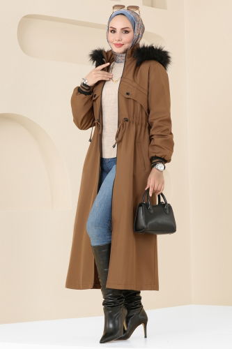 moda selvim Coat 4625MDH809 Tan - Thumbnail