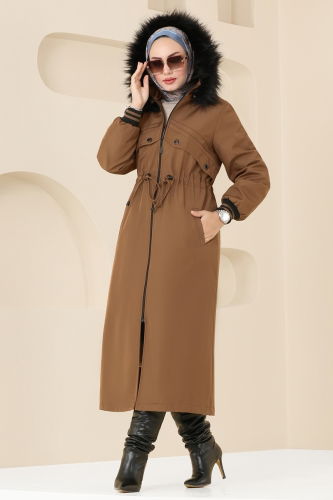 moda selvim Coat 4625MDH809 Tan - Thumbnail