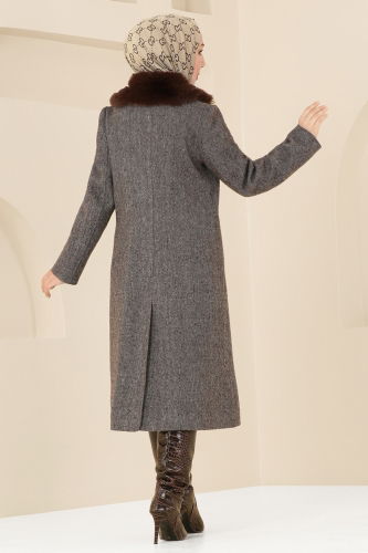 moda selvim Coat 4627MDH809 Brown - Thumbnail