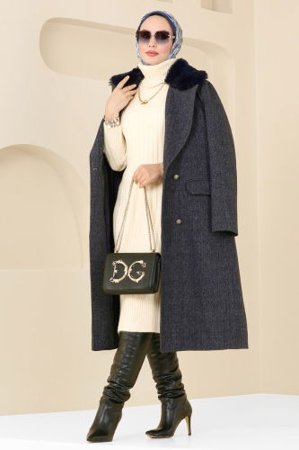 moda selvim Coat 4627MDH809 Navy Blue - Thumbnail