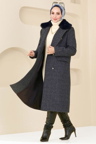 moda selvim Coat 4627MDH809 Navy Blue - Thumbnail