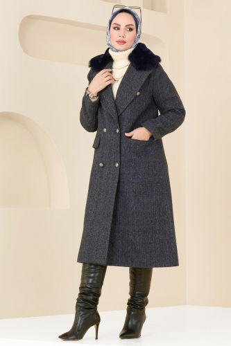 moda selvim Coat 4627MDH809 Navy Blue - Thumbnail