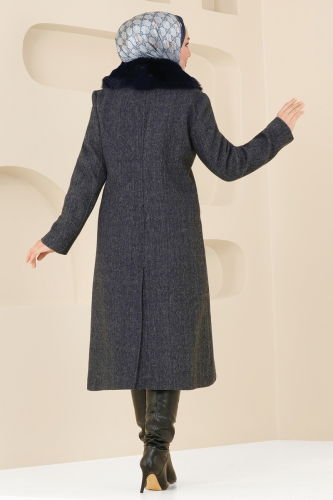 moda selvim Coat 4627MDH809 Navy Blue - Thumbnail