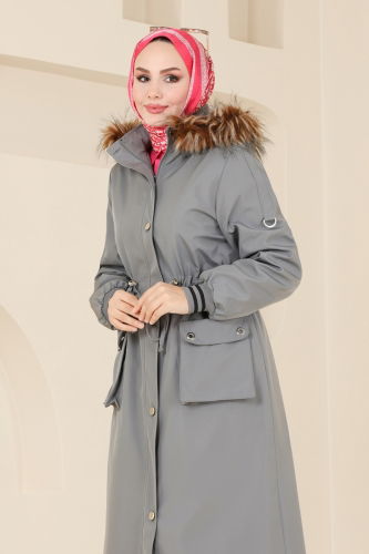 moda selvim Coat 4628MDH809 Anthracite - Thumbnail