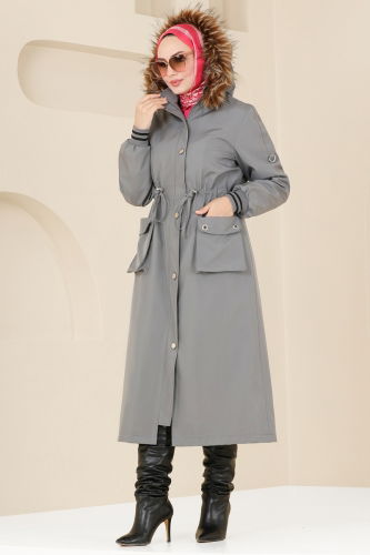 moda selvim Coat 4628MDH809 Anthracite - Thumbnail