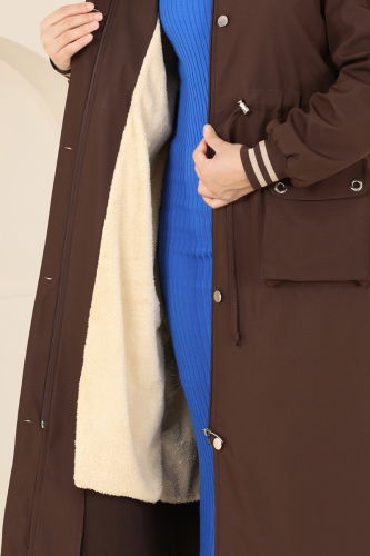 moda selvim Coat 4628MDH809 Brown - Thumbnail