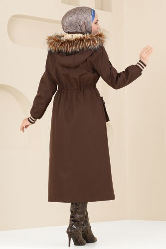 moda selvim Coat 4628MDH809 Brown - Thumbnail