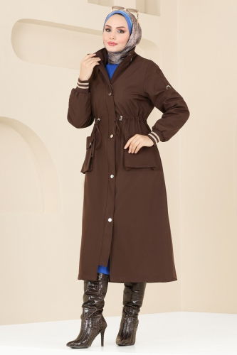 moda selvim Coat 4628MDH809 Brown - Thumbnail