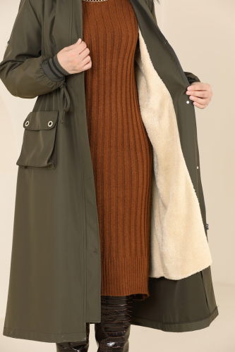 moda selvim Coat 4628MDH809 Khaki - Thumbnail