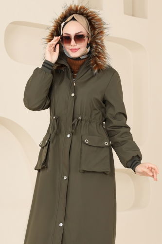 moda selvim Coat 4628MDH809 Khaki - Thumbnail