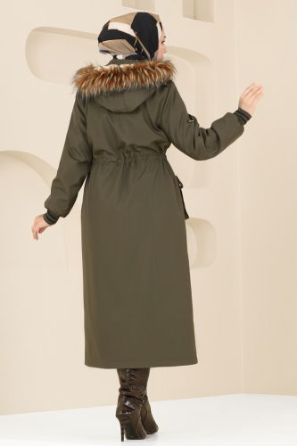 moda selvim Coat 4628MDH809 Khaki - Thumbnail