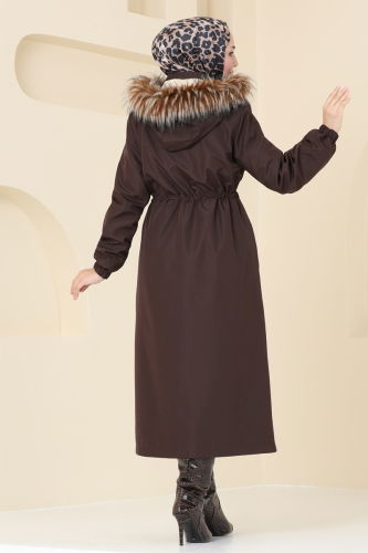 moda selvim Coat 4632MDH809 Brown - Thumbnail