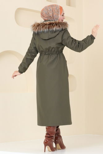 moda selvim Coat 4632MDH809 Khaki - Thumbnail