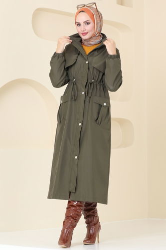 moda selvim Coat 4632MDH809 Khaki - Thumbnail