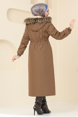 moda selvim Coat 4632MDH809 Tan - Thumbnail