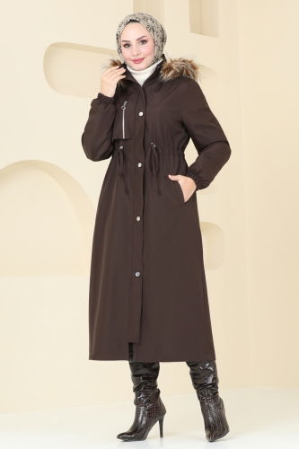 moda selvim Coat 4633MDH809 Brown - Thumbnail