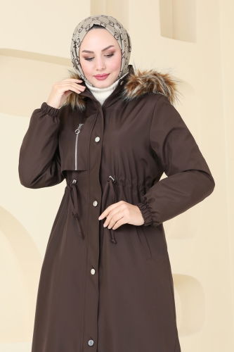 moda selvim Coat 4633MDH809 Brown - Thumbnail