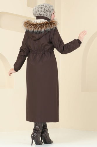 moda selvim Coat 4633MDH809 Brown - Thumbnail