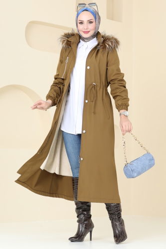 moda selvim Coat 4633MDH809 Tan - Thumbnail