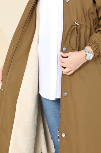 moda selvim Coat 4633MDH809 Tan - Thumbnail