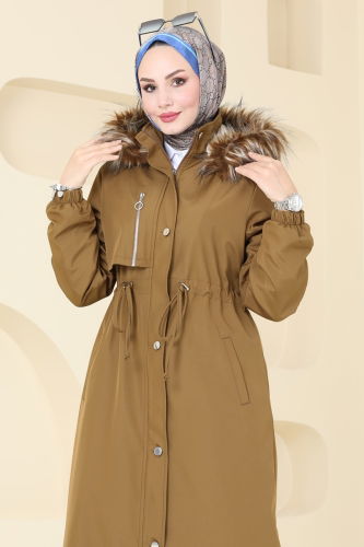 moda selvim Coat 4633MDH809 Tan - Thumbnail