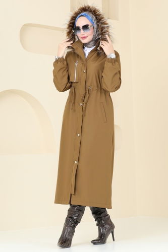 moda selvim Coat 4633MDH809 Tan - Thumbnail