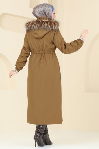 moda selvim Coat 4633MDH809 Tan - Thumbnail