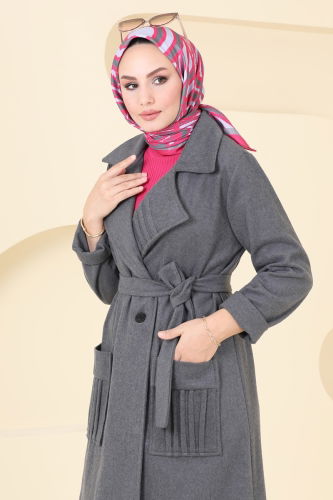 moda selvim Coat 5510ZNN863 Anthracite - Thumbnail