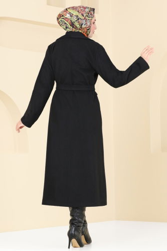 moda selvim Coat 5510ZNN863 Black - Thumbnail