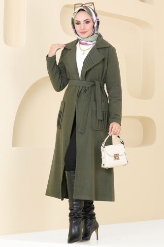 moda selvim Coat 5510ZNN863 Khaki - Thumbnail