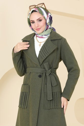 moda selvim Coat 5510ZNN863 Khaki - Thumbnail