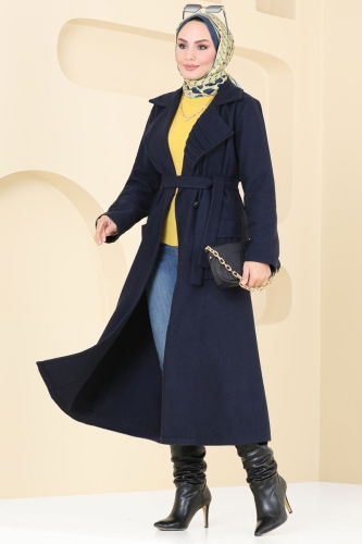 moda selvim Coat 5510ZNN863 Navy Blue - Thumbnail