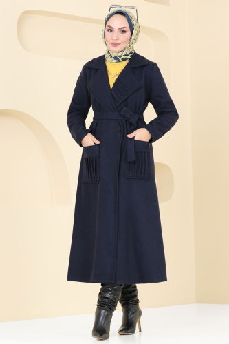 moda selvim Coat 5510ZNN863 Navy Blue - Thumbnail