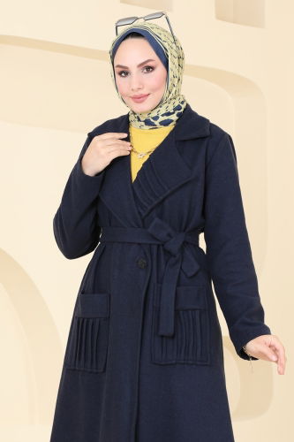 moda selvim Coat 5510ZNN863 Navy Blue - Thumbnail