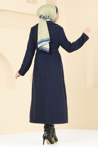 moda selvim Coat 5510ZNN863 Navy Blue - Thumbnail