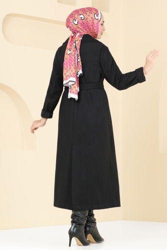 moda selvim Coat 5511ZNN863 Black - Thumbnail