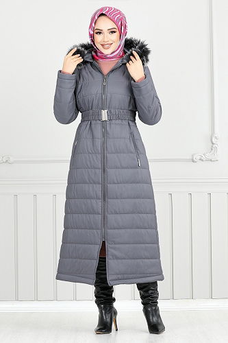 moda selvim Coat 5907HN1061-M Anthracite - Thumbnail