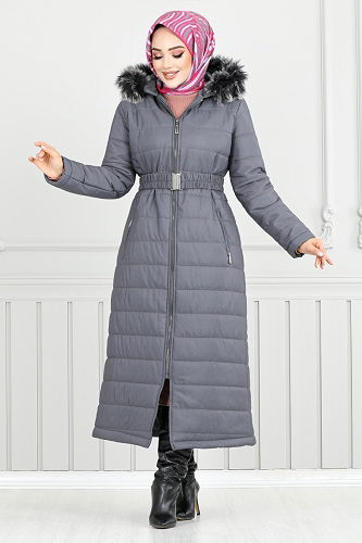 moda selvim Coat 5907HN1061-M Anthracite - Thumbnail