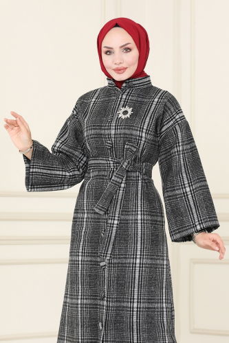 moda selvim COAT 5945BSK463 Anthracite - Thumbnail