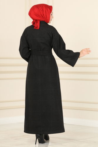 moda selvim COAT 5945BSK463 Black - Thumbnail