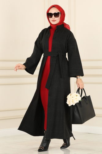 moda selvim COAT 5945BSK463 Black - Thumbnail