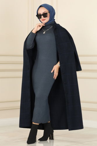 B.İ.S.S.K. - COAT 5945BSK463 Navy Blue