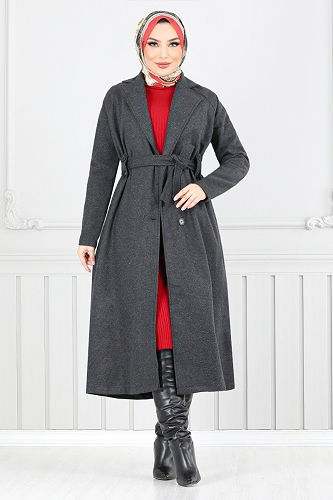 moda selvim Coat 5966OZ1080-M Anthracite - Thumbnail